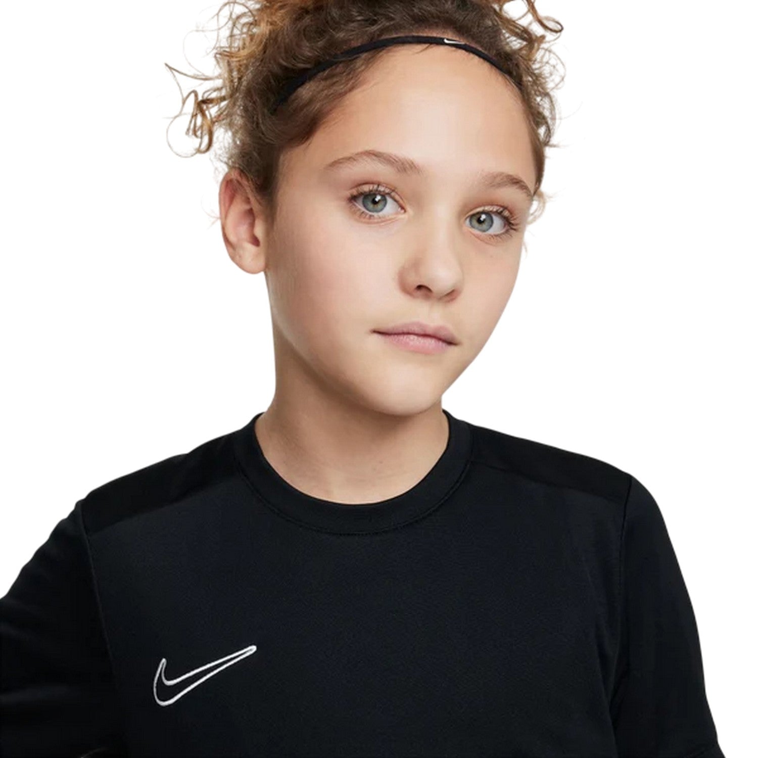 Black-White - Side - Nike Childrens-Kids Academy Swoosh Top