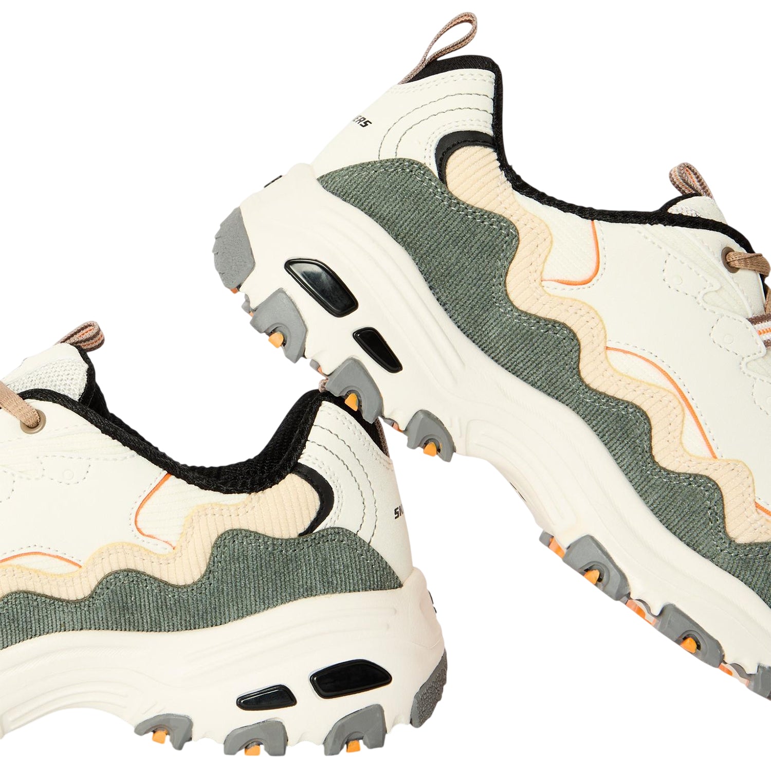 Off White-Green - Lifestyle - Skechers Womens-Ladies D Lites1.0 Trainers