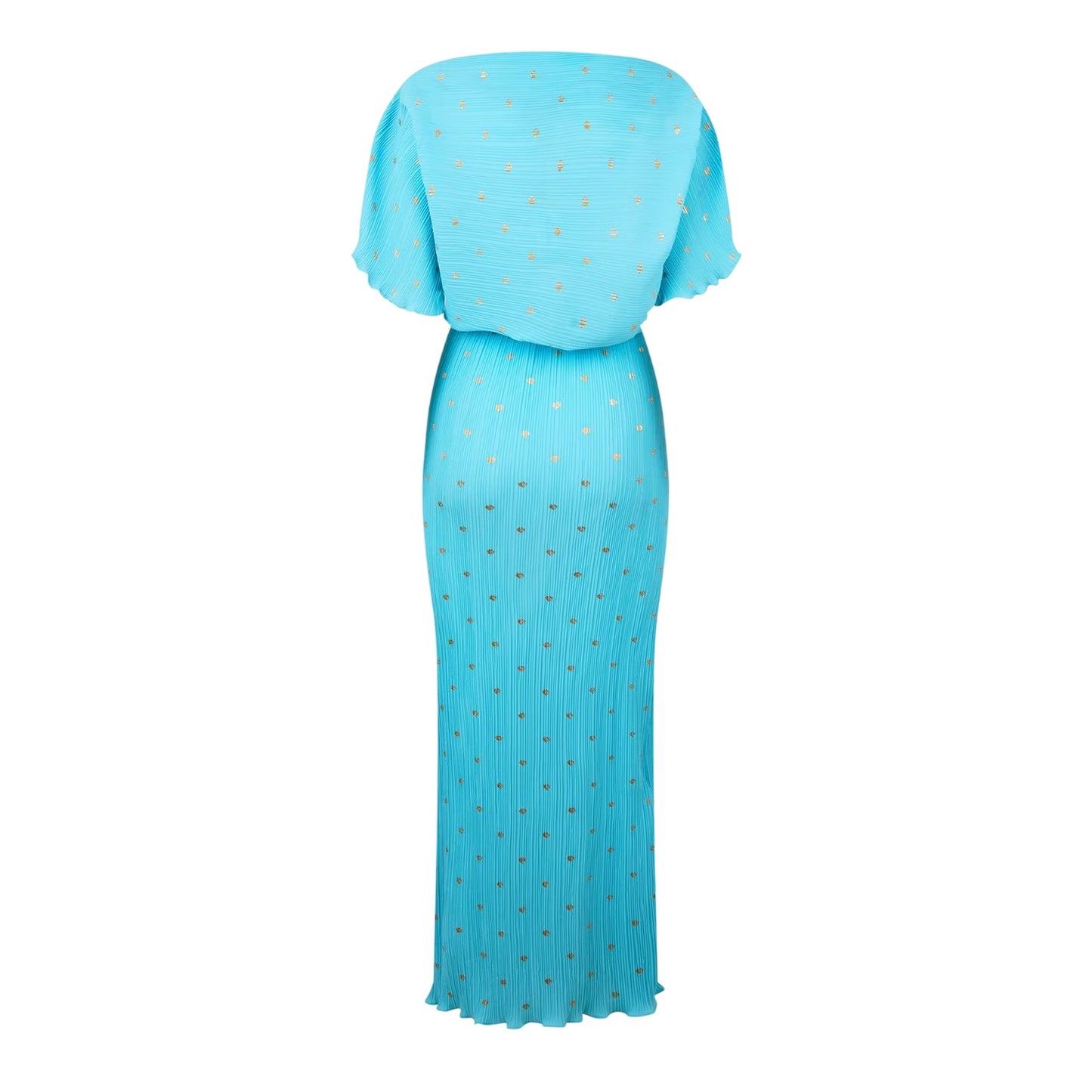 Blue - Back - Never Fully Dressed Womens-Ladies Tilly Polka Dot Plisse Maxi Dress