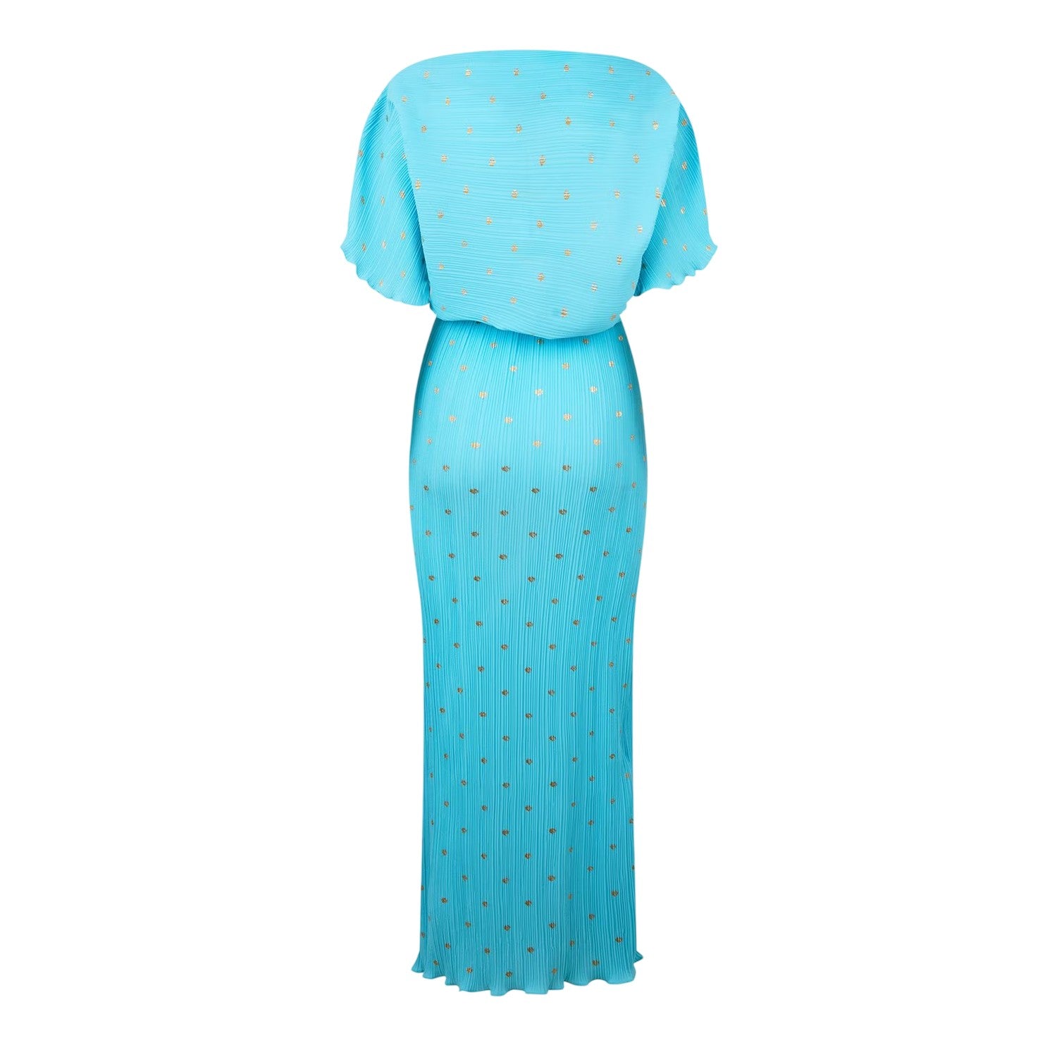 Blue - Back - Never Fully Dressed Womens-Ladies Tilly Polka Dot Plisse Maxi Dress