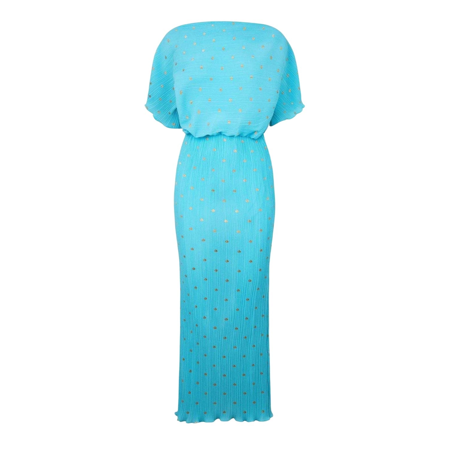 Blue - Front - Never Fully Dressed Womens-Ladies Tilly Polka Dot Plisse Maxi Dress