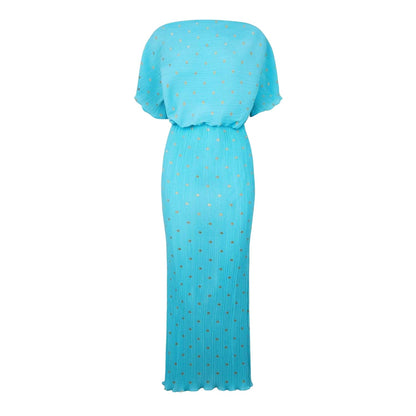 Blue - Front - Never Fully Dressed Womens-Ladies Tilly Polka Dot Plisse Maxi Dress