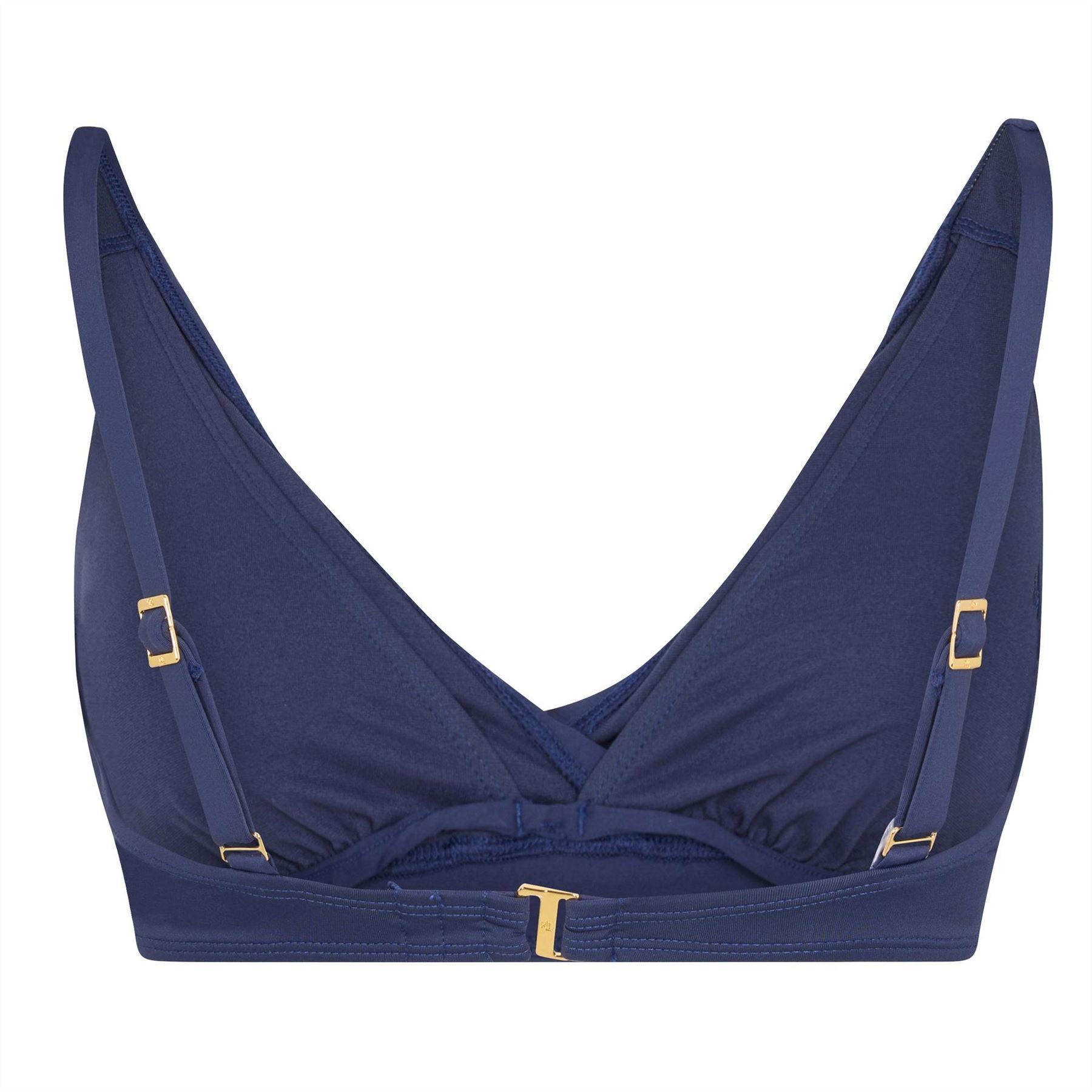 Navy - Back - Ralph Lauren Womens-Ladies Ruffled V Neck Bikini Top