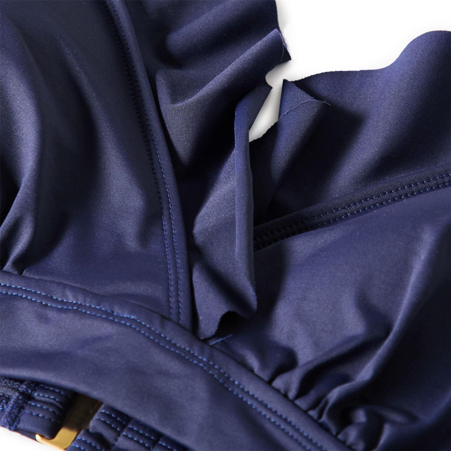 Navy - Side - Ralph Lauren Womens-Ladies Ruffled V Neck Bikini Top