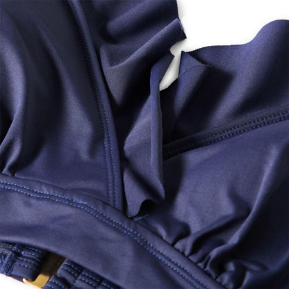Navy - Side - Ralph Lauren Womens-Ladies Ruffled V Neck Bikini Top