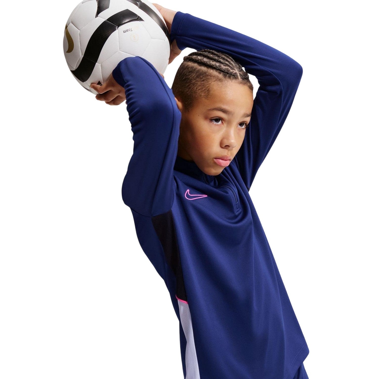 Blue-Pink - Side - Nike Childrens-Kids Academy Swoosh Drill Top