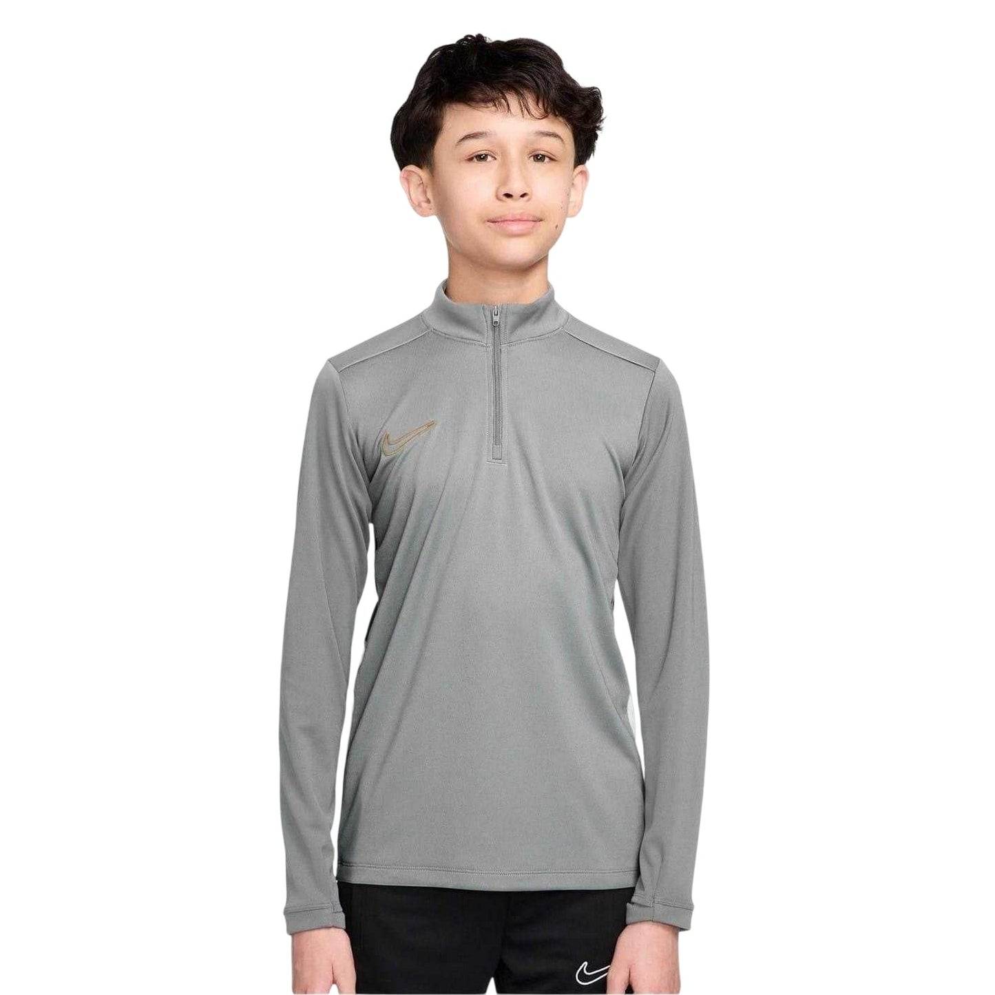 Grey-Gold - Front - Nike Childrens-Kids Academy Swoosh Drill Top