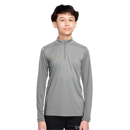 Grey-Gold - Front - Nike Childrens-Kids Academy Swoosh Drill Top