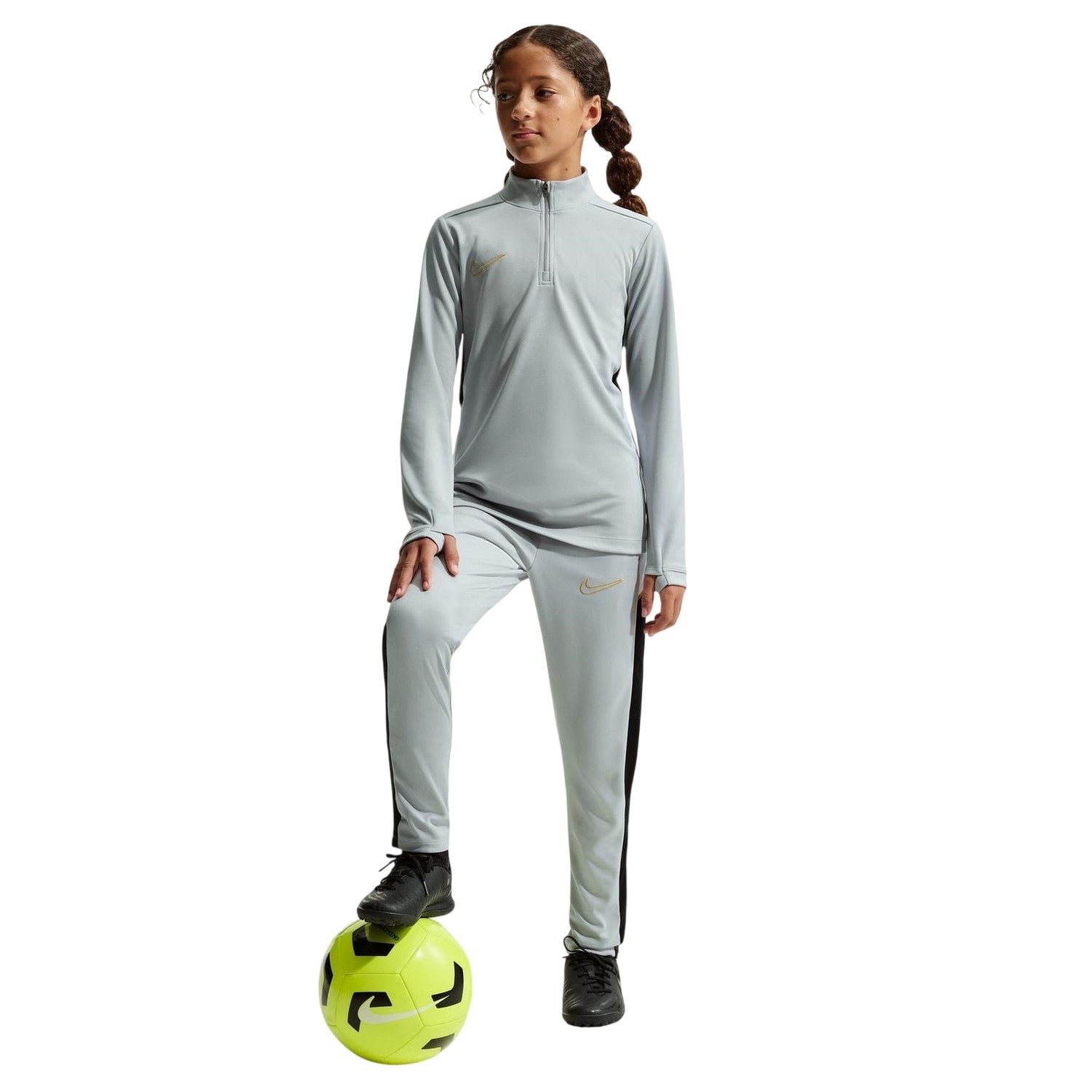 Grey-Gold - Lifestyle - Nike Childrens-Kids Academy Swoosh Drill Top