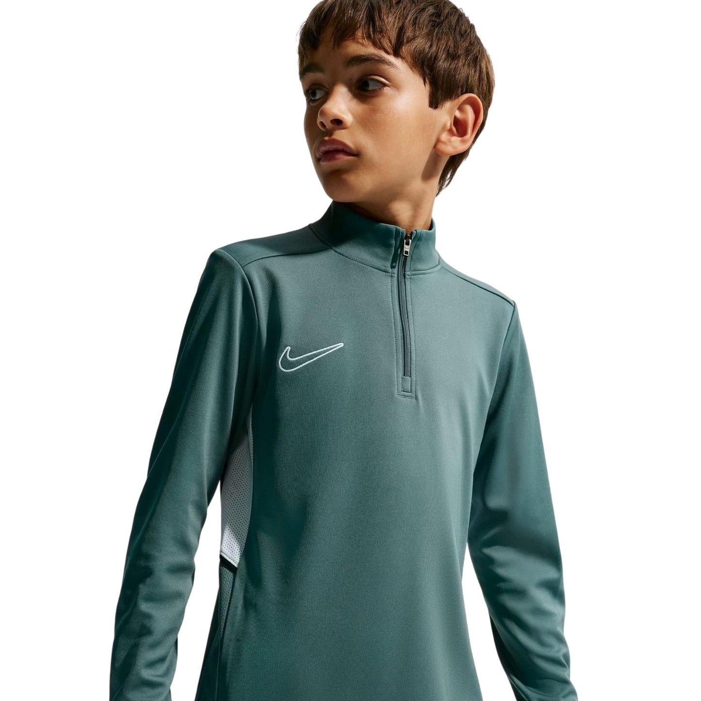 Slate-White - Front - Nike Childrens-Kids Academy Swoosh Drill Top