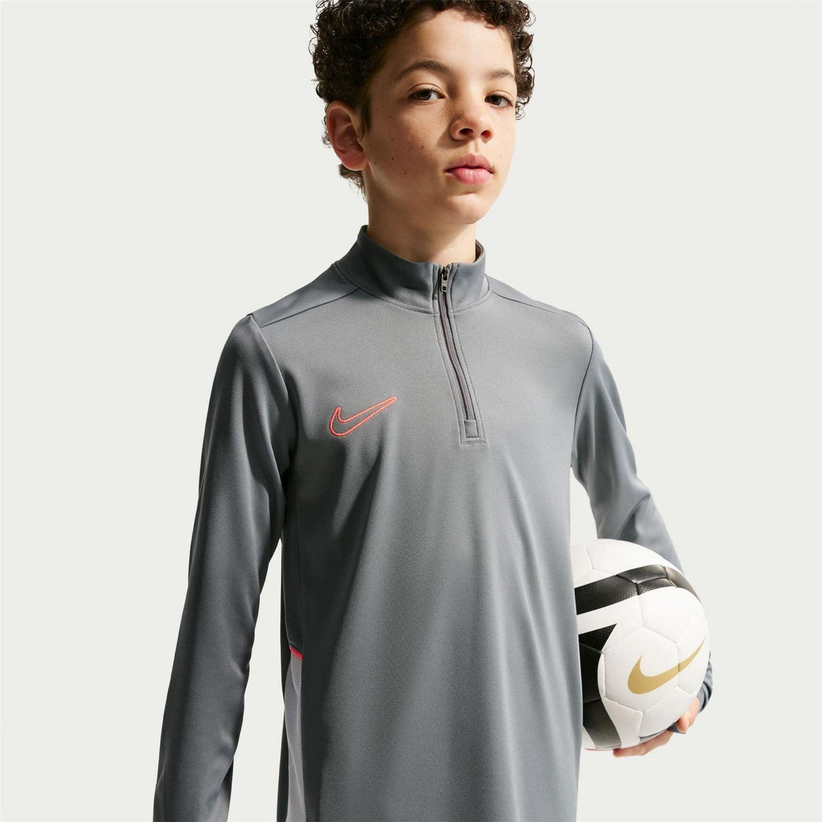 Grey - Front - Nike Childrens-Kids Academy Swoosh Drill Top