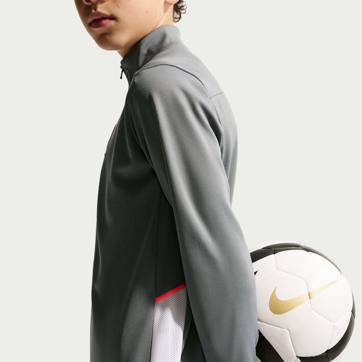 Grey - Back - Nike Childrens-Kids Academy Swoosh Drill Top