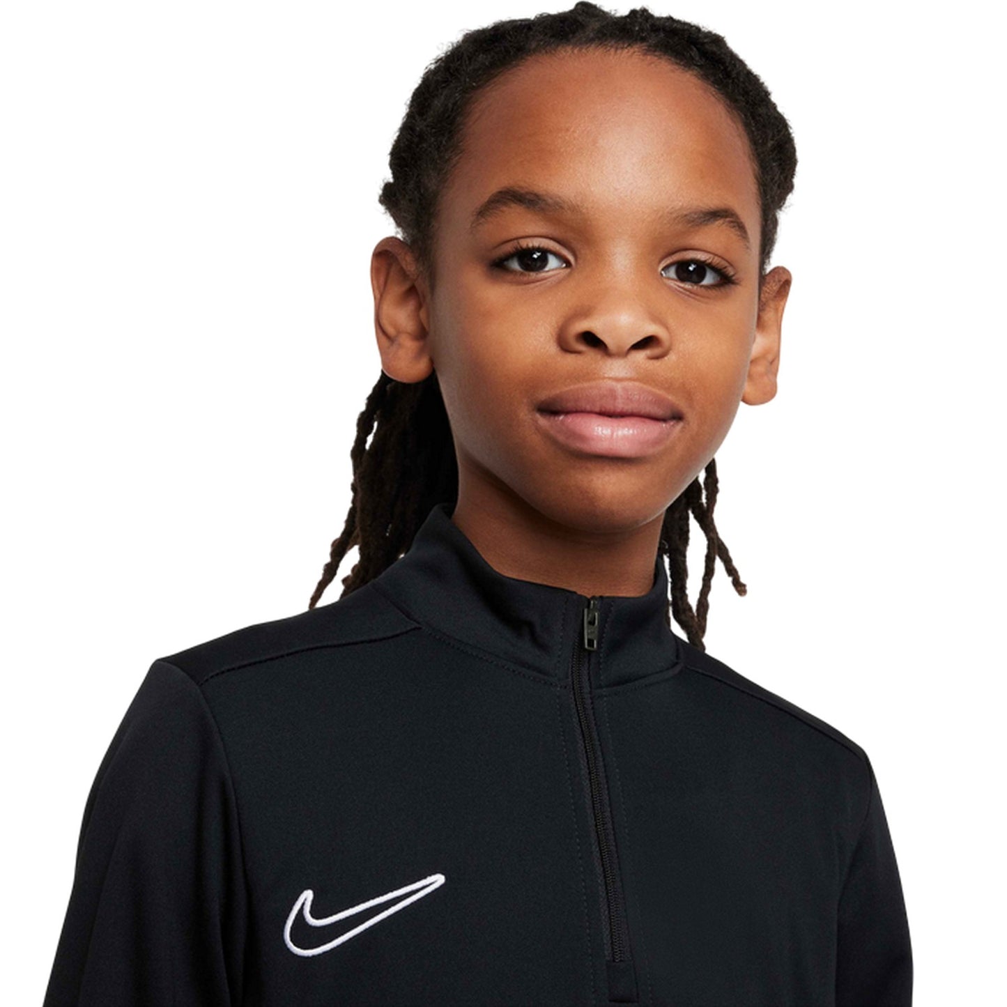 Black-White - Side - Nike Childrens-Kids Academy Swoosh Drill Top