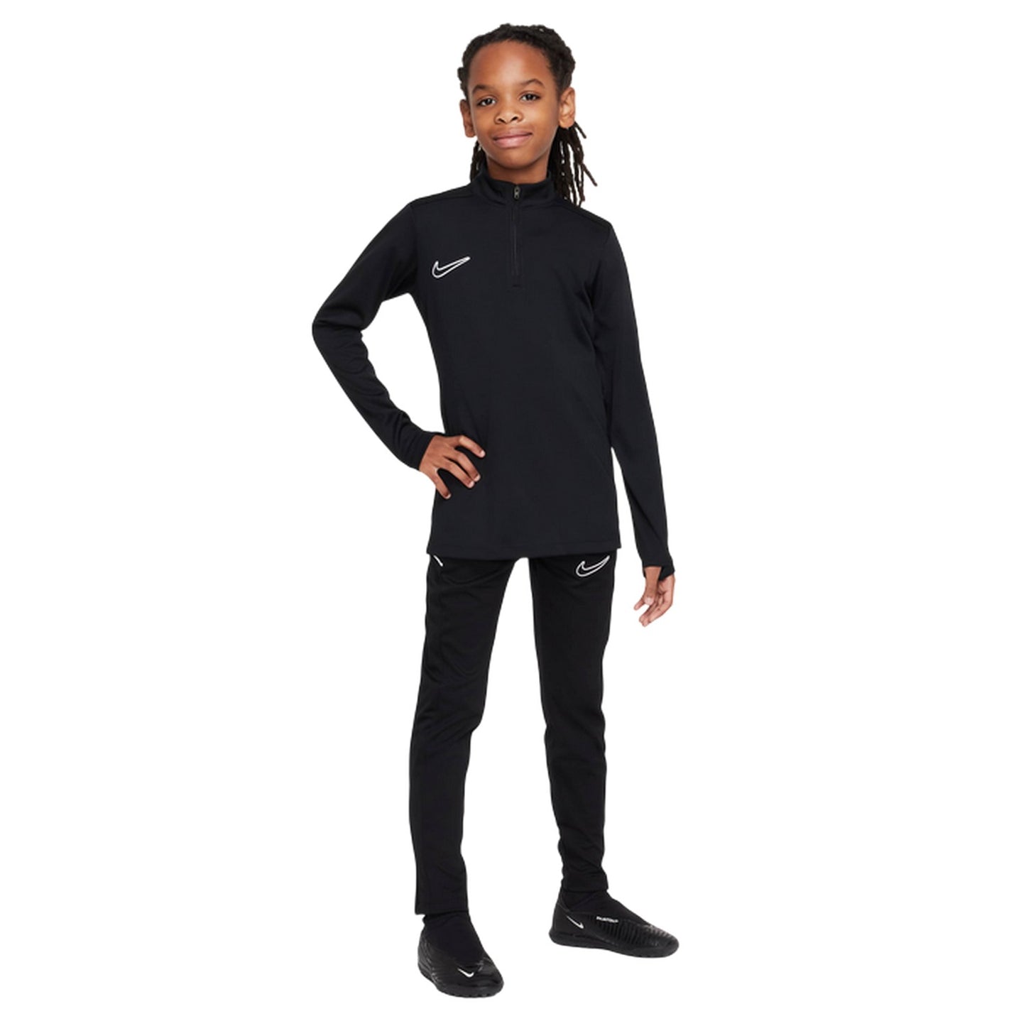 Black-White - Lifestyle - Nike Childrens-Kids Academy Swoosh Drill Top