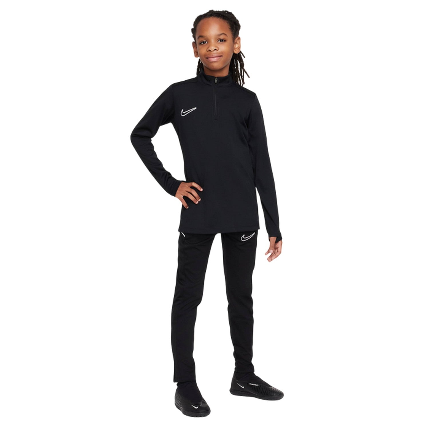 Black-White - Lifestyle - Nike Childrens-Kids Academy Swoosh Drill Top
