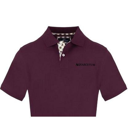 Red - Side - Aquascutum Mens Collared Short-Sleeved Polo Shirt