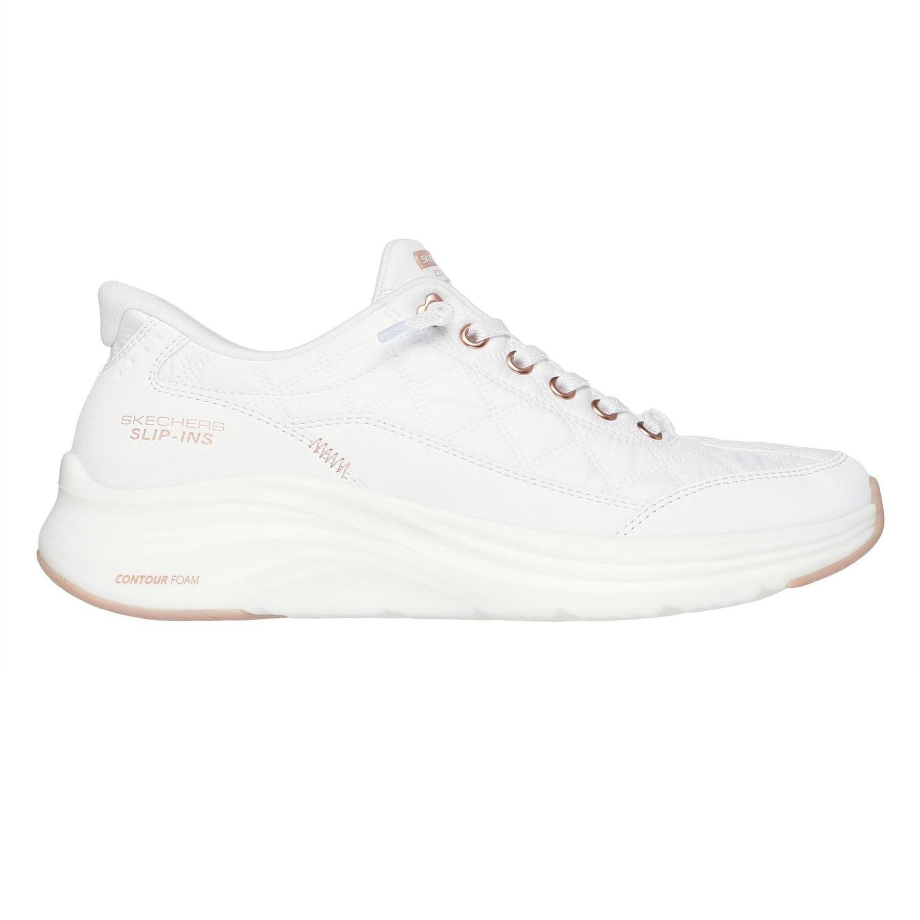 White-Gold - Front - Skechers Womens-Ladies Foam Trainers