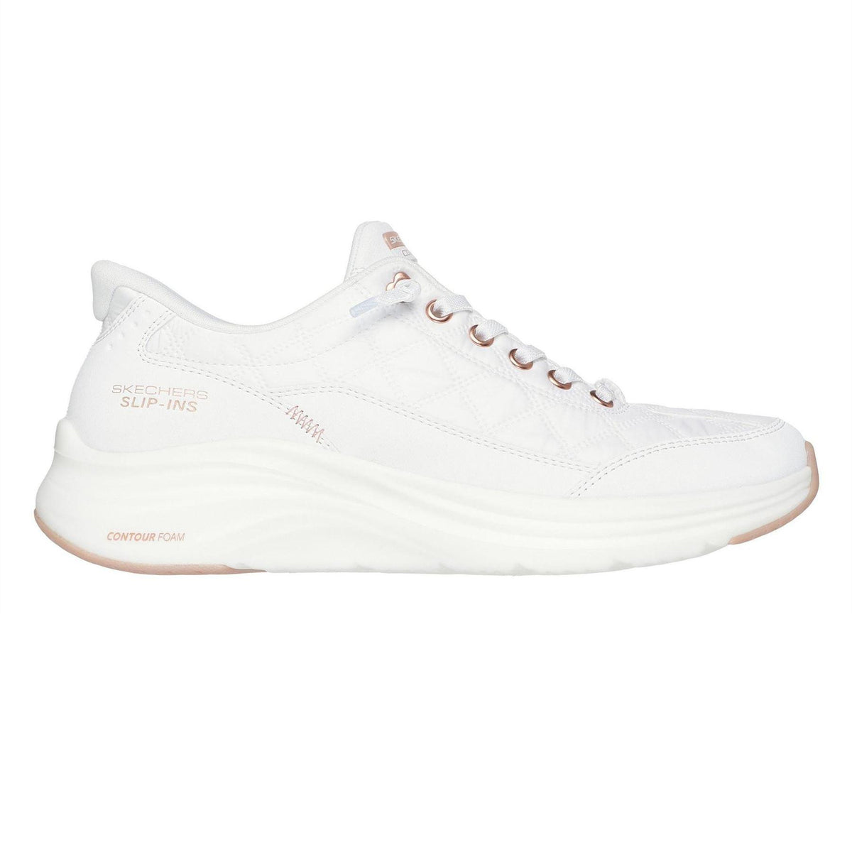 White-Gold - Front - Skechers Womens-Ladies Foam Trainers