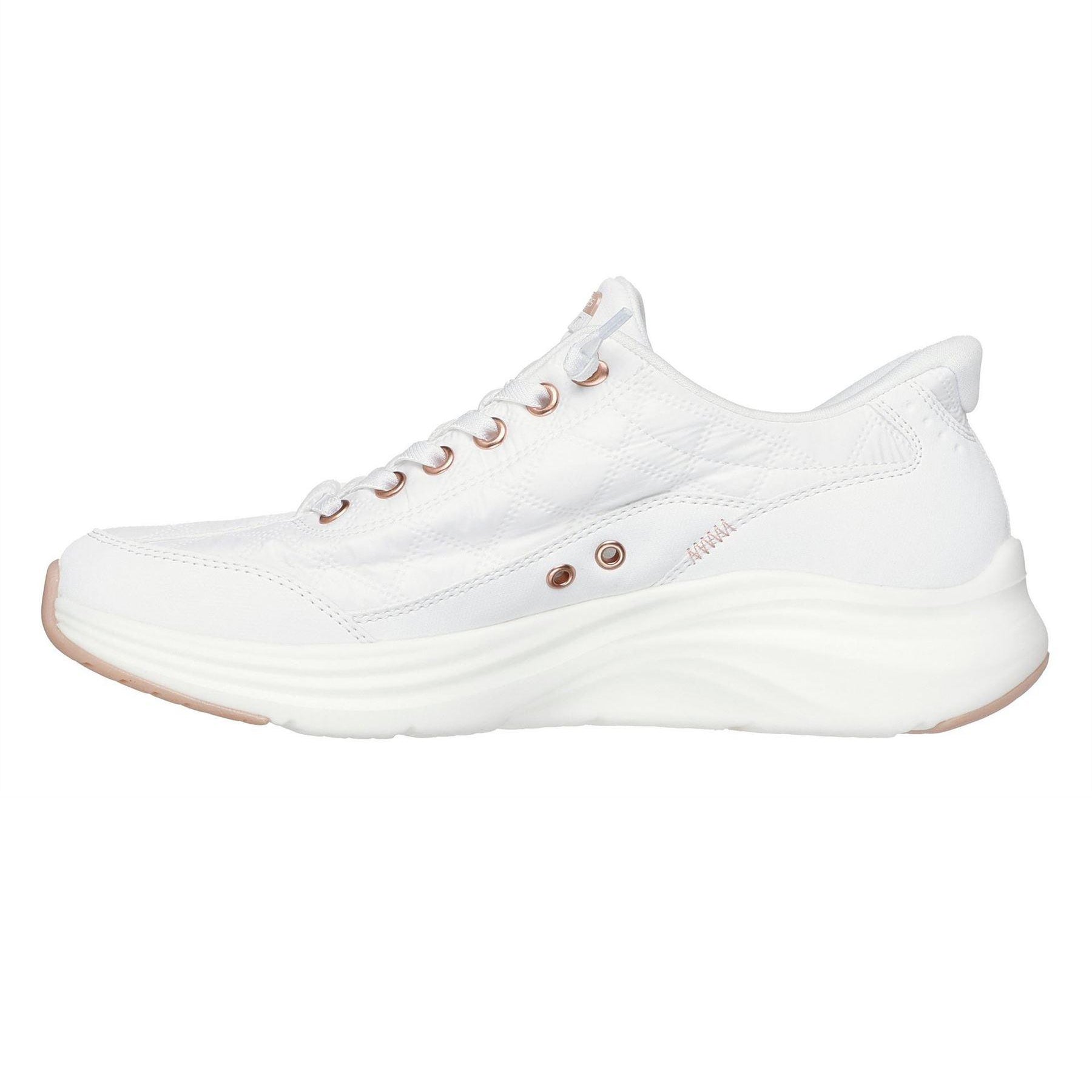 White-Gold - Back - Skechers Womens-Ladies Foam Trainers