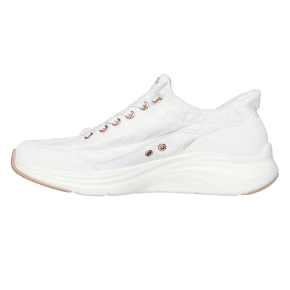 White-Gold - Back - Skechers Womens-Ladies Foam Trainers
