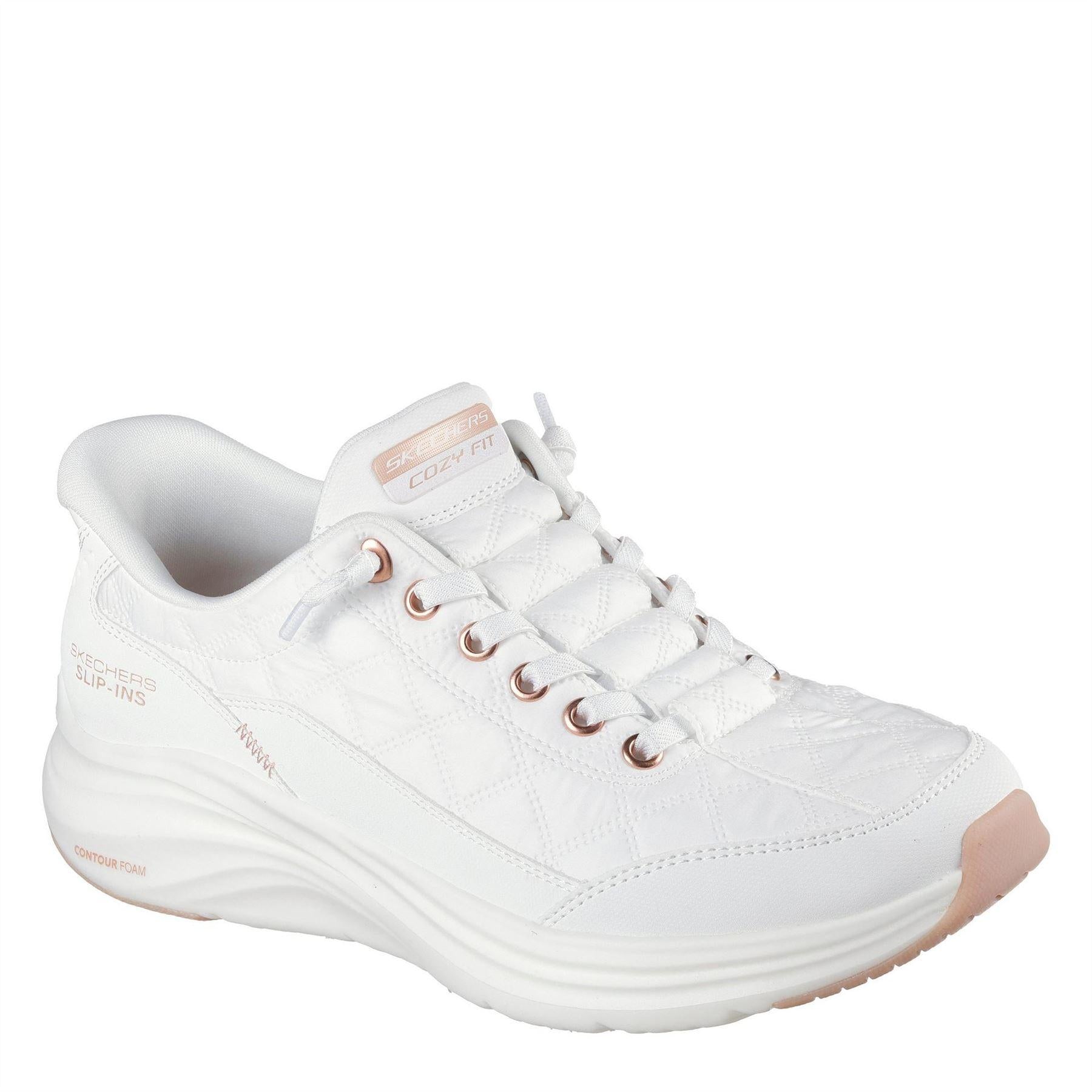White-Gold - Lifestyle - Skechers Womens-Ladies Foam Trainers