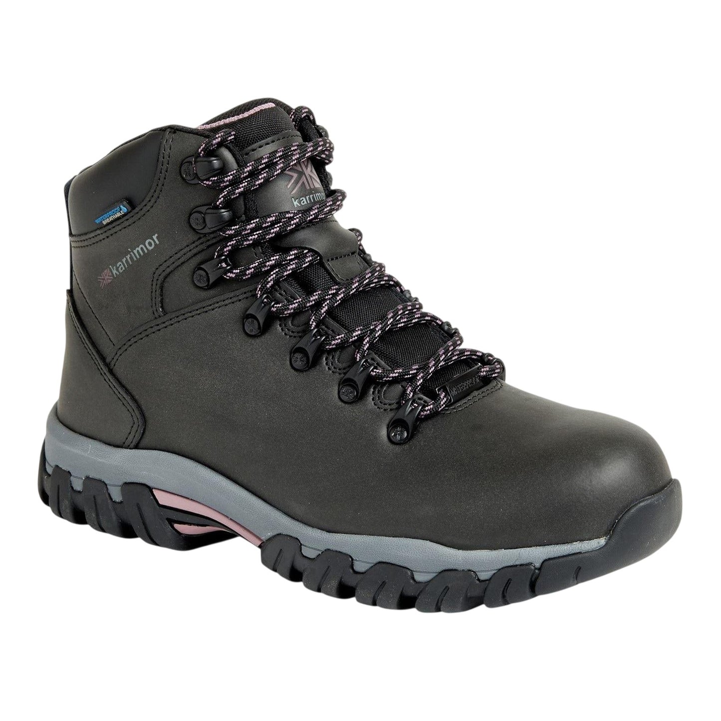 Black - Front - Karrimor Womens-Ladies Mendip Leather Hiking Boots