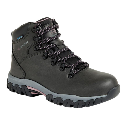 Black - Front - Karrimor Womens-Ladies Mendip Leather Hiking Boots