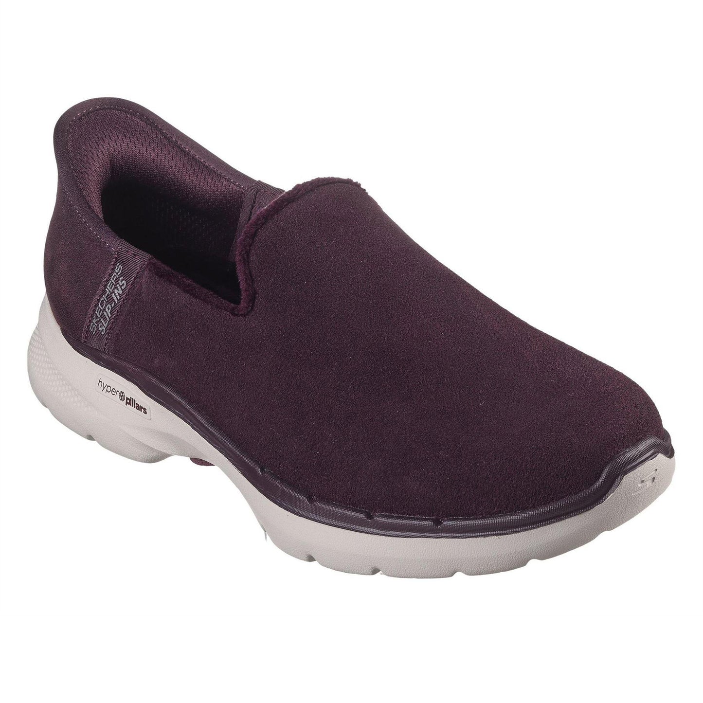 Plum - Side - Skechers Mens Gowalk6 Textile Trainers