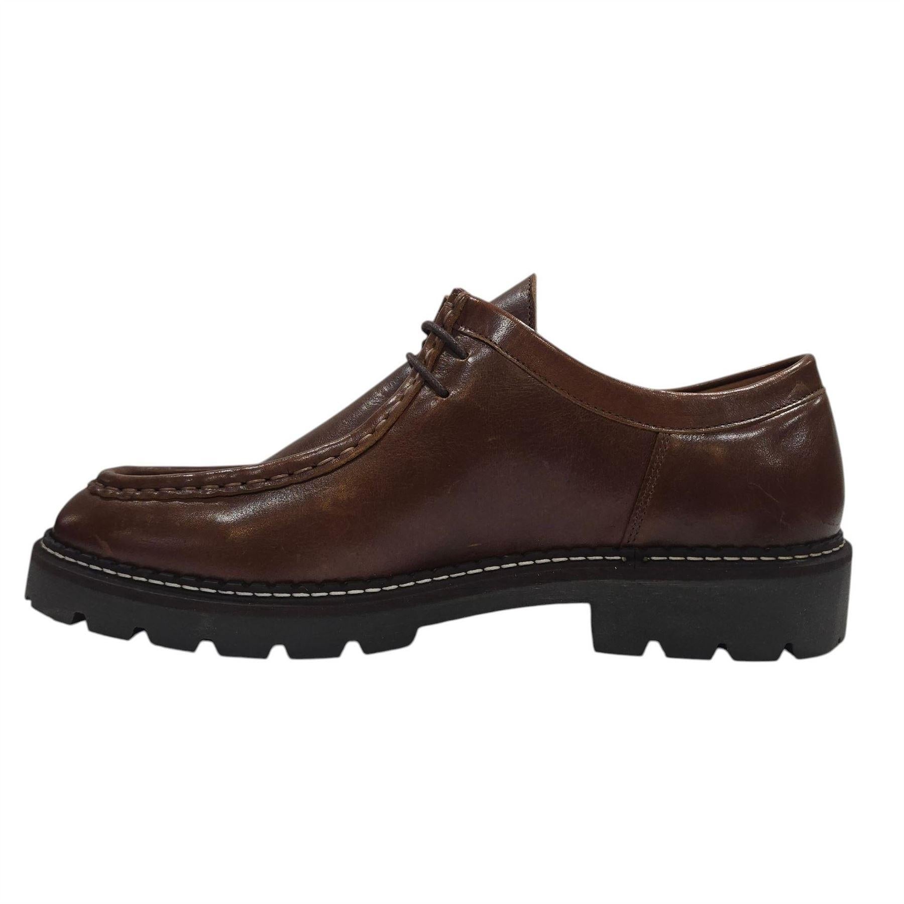 Brown - Side - Nicholas Deakins Mens Full Grain Leather Derby Shoes