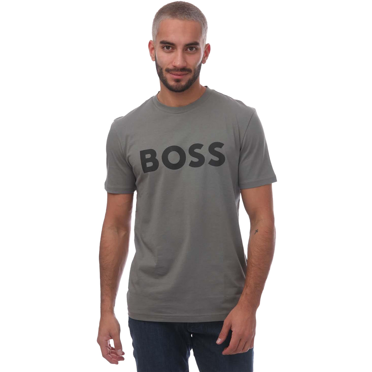 Grey - Front - Hugo Boss Mens Thinking 1 Cotton Jersey T-Shirt