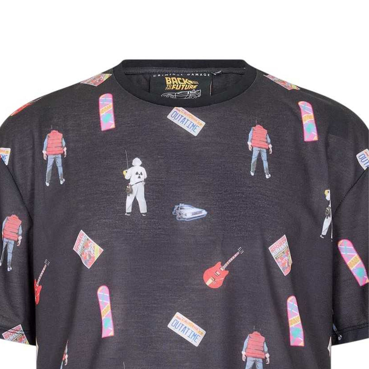 Black - Side - Back To The Future Mens Criminal Damage All-Over Print T-Shirt