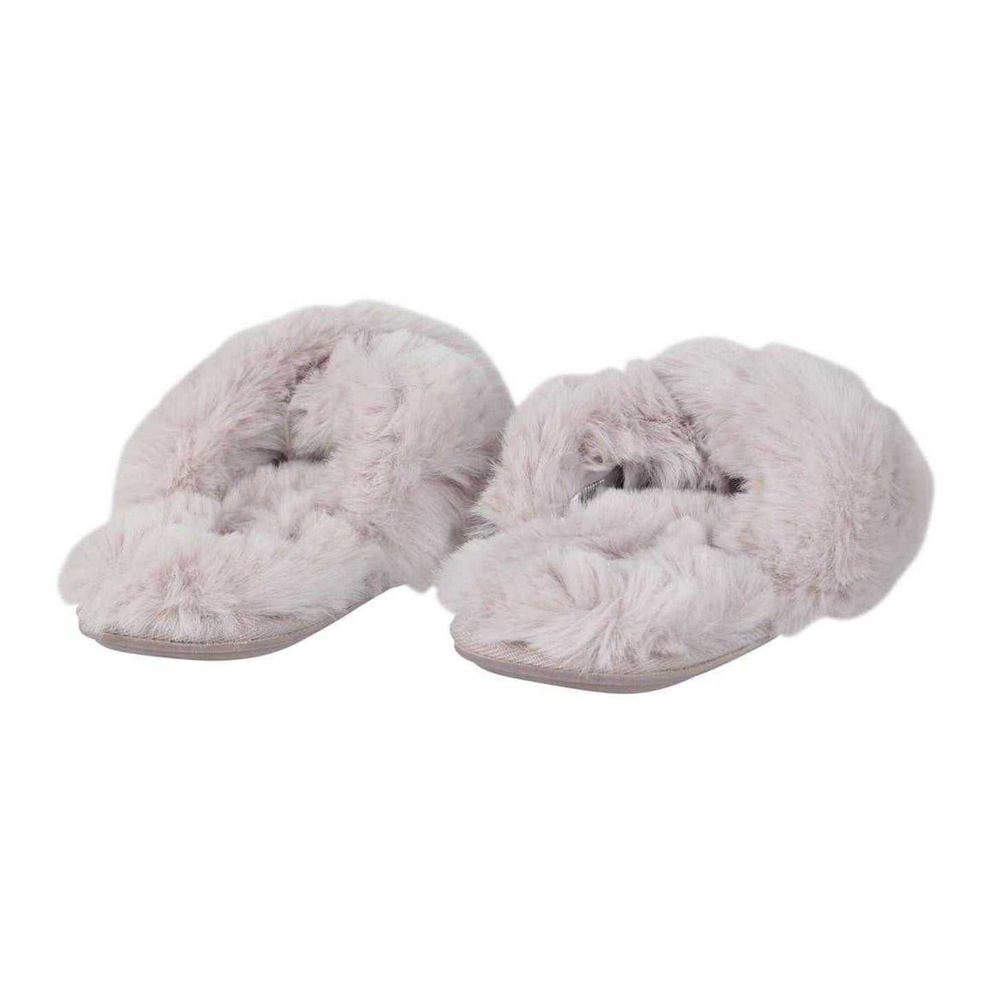 Light Grey - Back - Jack Wills Womens-Ladies Fluffy Cross Strap Slippers