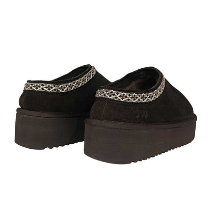 Chocolate - Back - Jack Wills Womens-Ladies Suede Platform Slippers