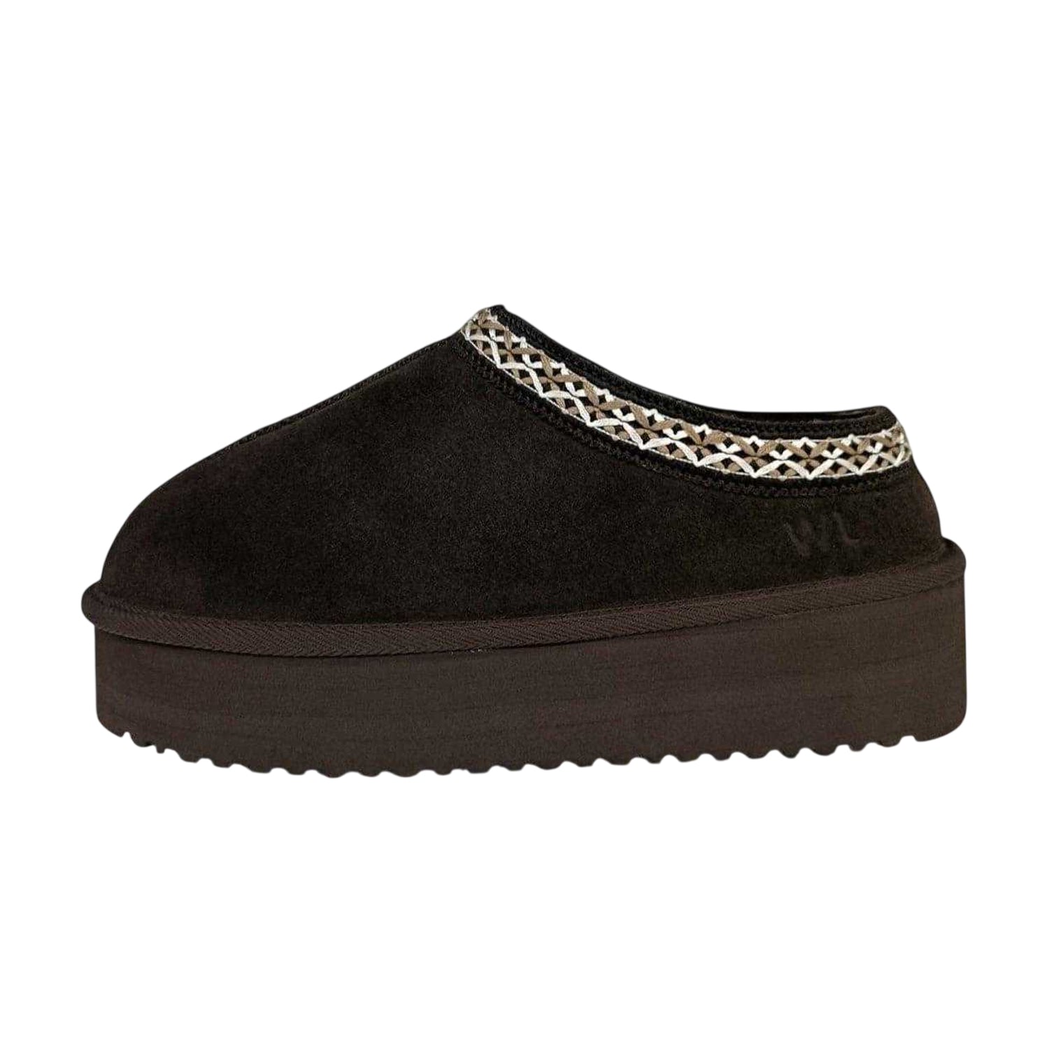 Chocolate - Side - Jack Wills Womens-Ladies Suede Platform Slippers