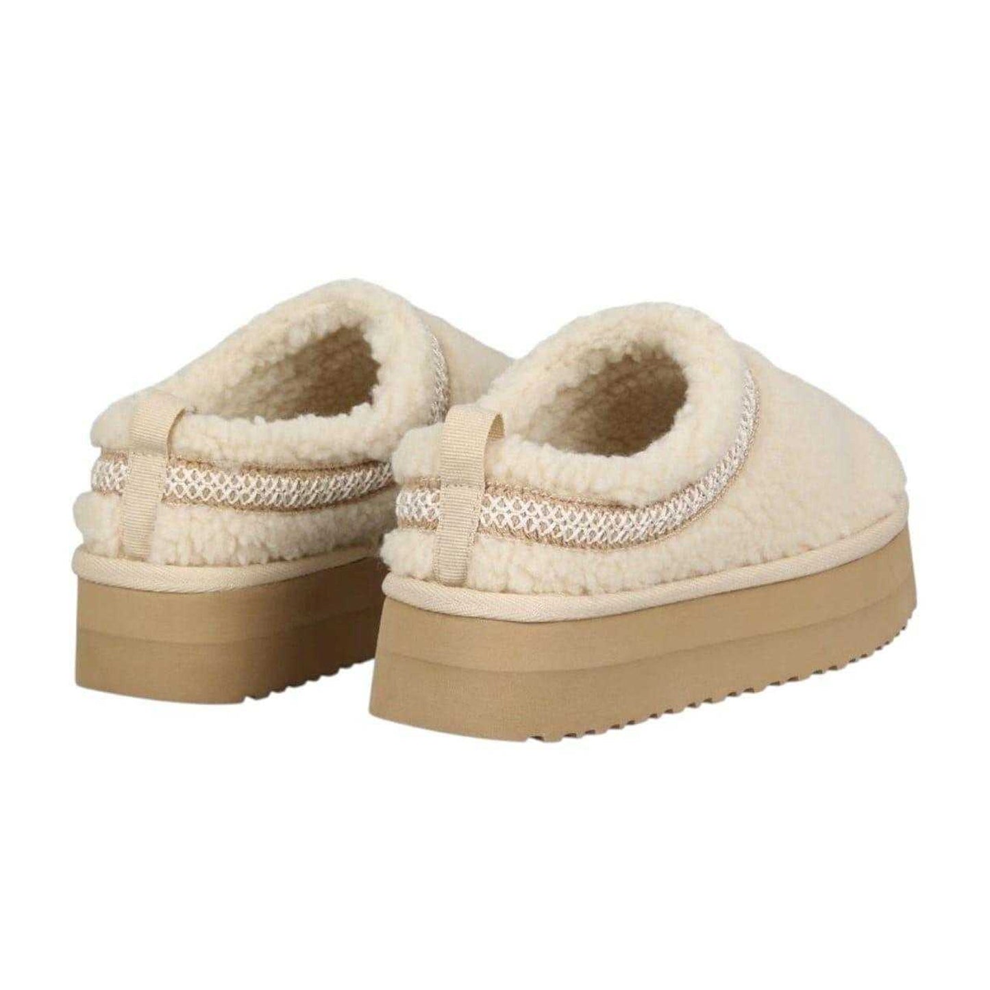 Cream - Back - Jack Wills Womens-Ladies Suede Platform Slippers