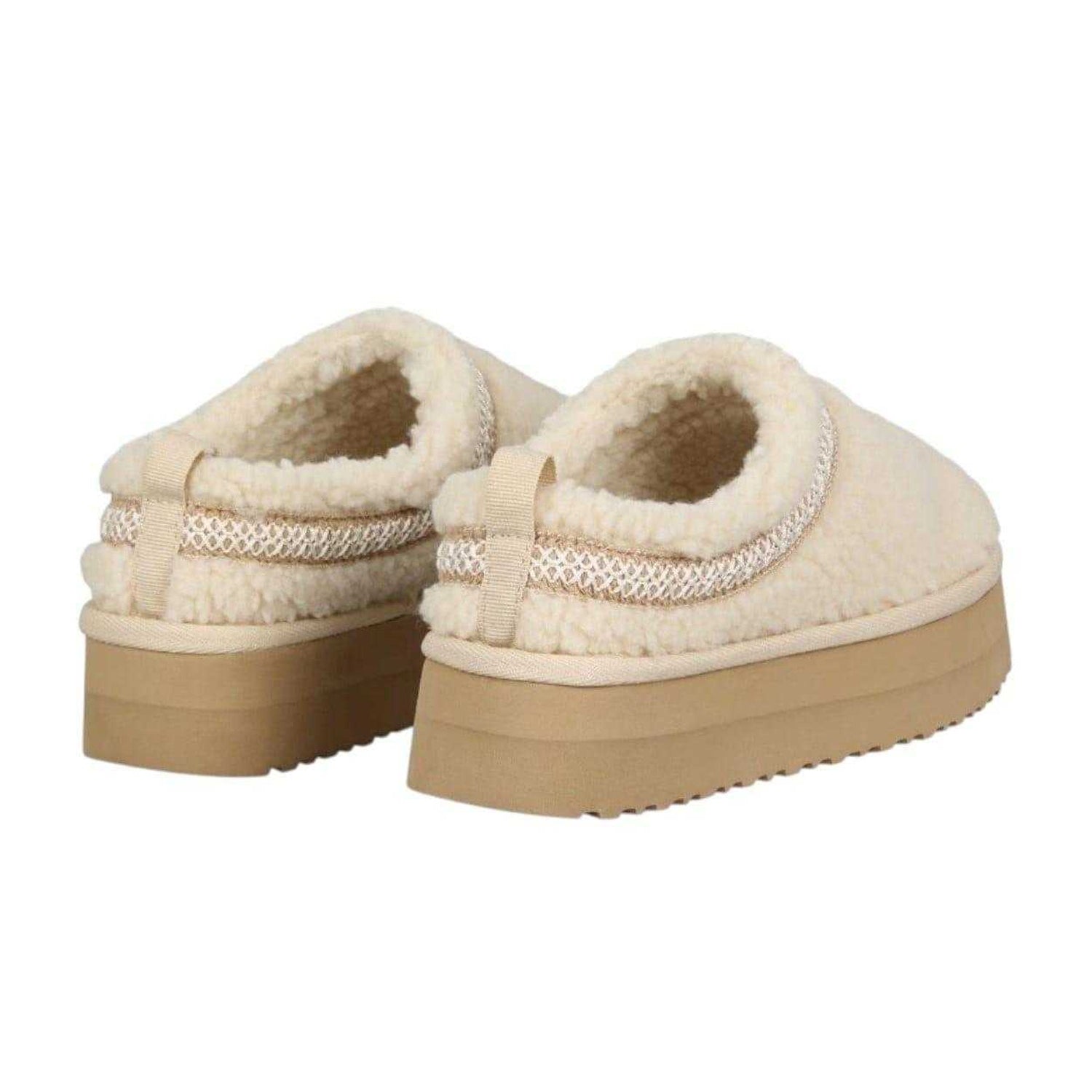 Cream - Back - Jack Wills Womens-Ladies Suede Platform Slippers