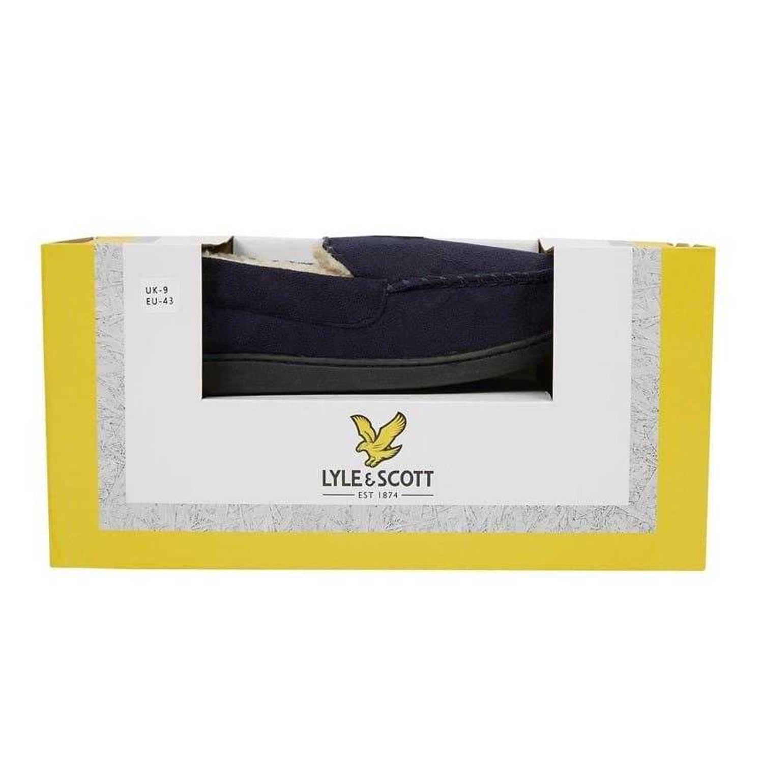 Navy - Lifestyle - Lyle & Scott Mens Aspen Faux Suede Moccasin Slippers