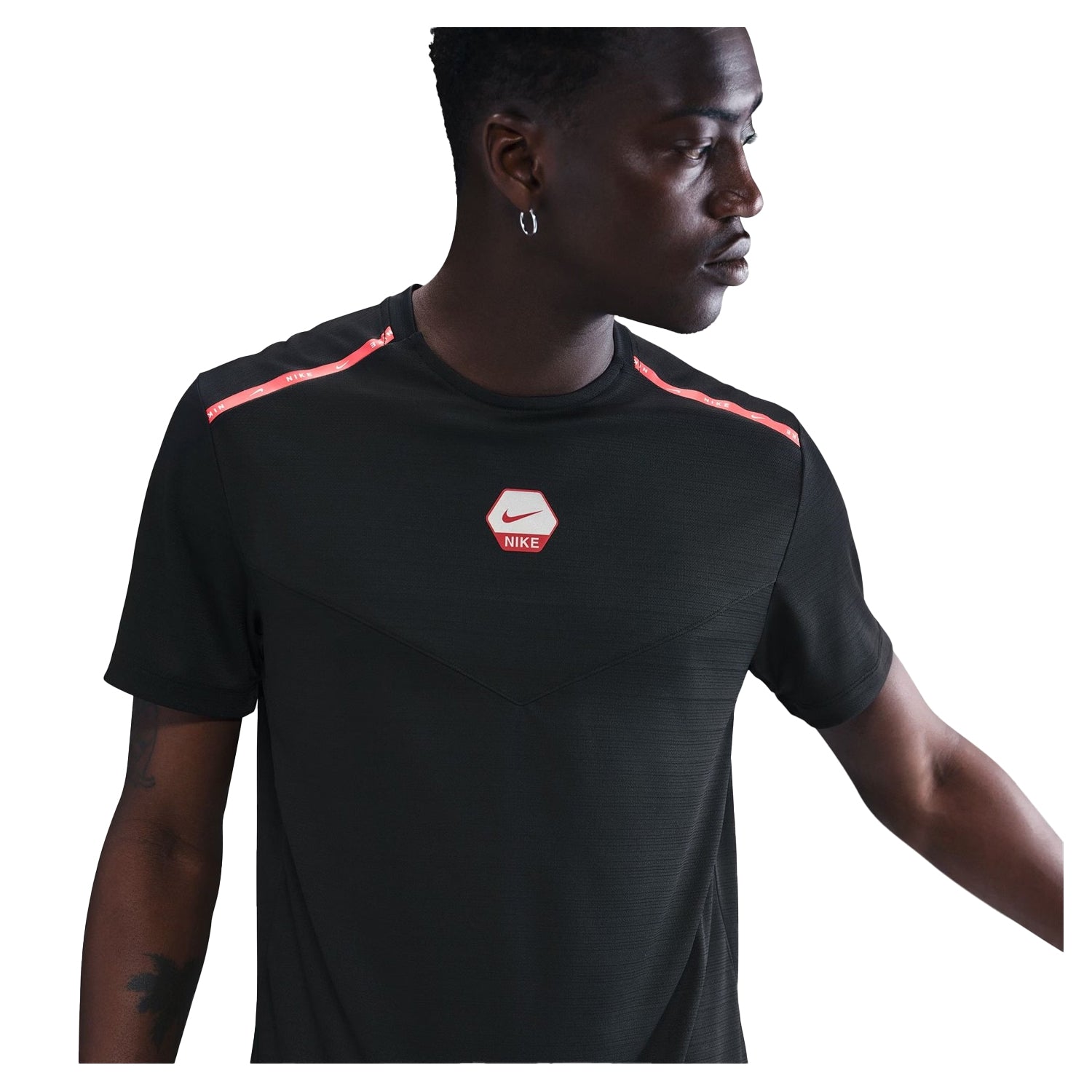 Black - Side - Nike Mens Hexagon Logo T-Shirt