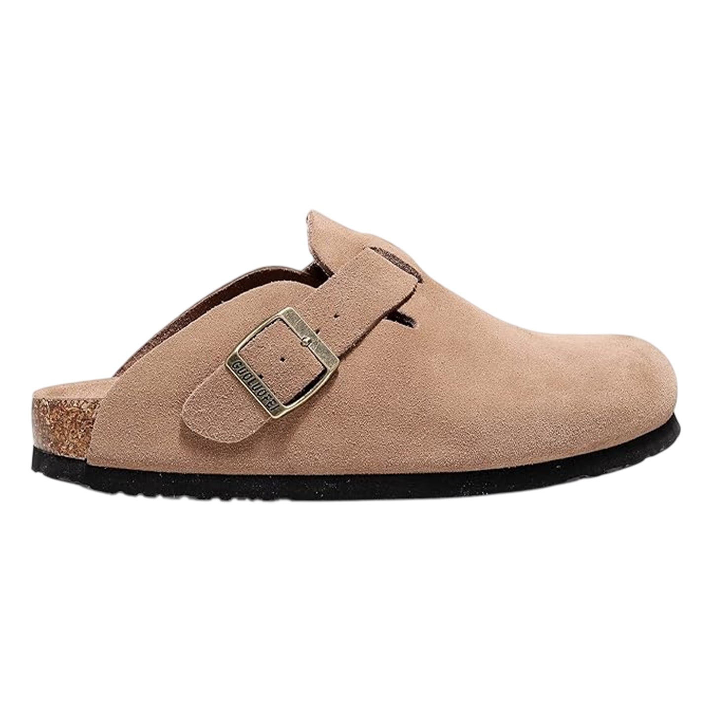 Dark Taupe - Side - Skechers Mens Suede Flat Mule Slippers