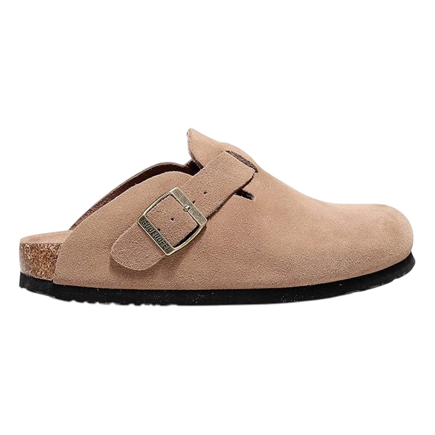 Dark Taupe - Side - Skechers Mens Suede Flat Mule Slippers