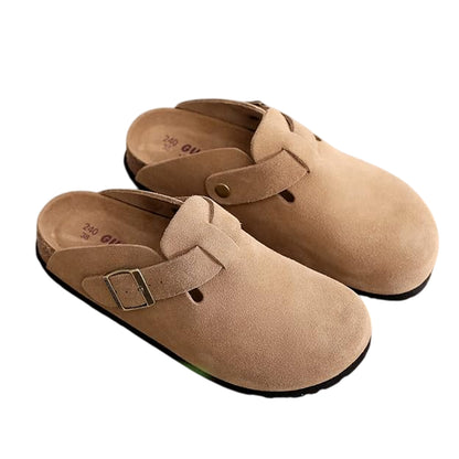 Dark Taupe - Lifestyle - Skechers Mens Suede Flat Mule Slippers