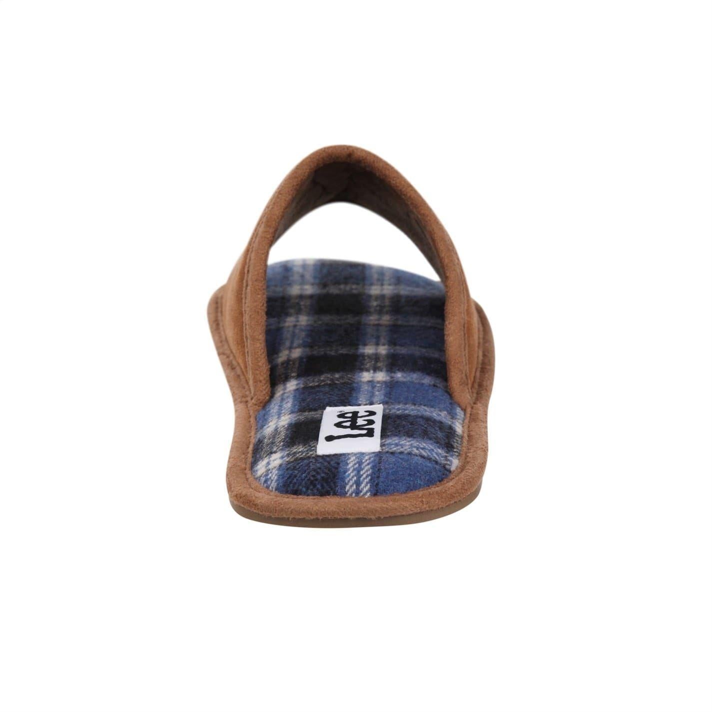 Tan - Lifestyle - Lee Mens Radcliff Plaid Leather Slippers