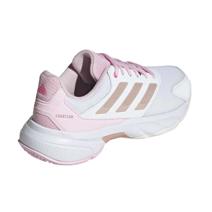 White-Metallic-Pink - Back - Adidas Womens-Ladies Courtjam Control 3 Tennis Shoes