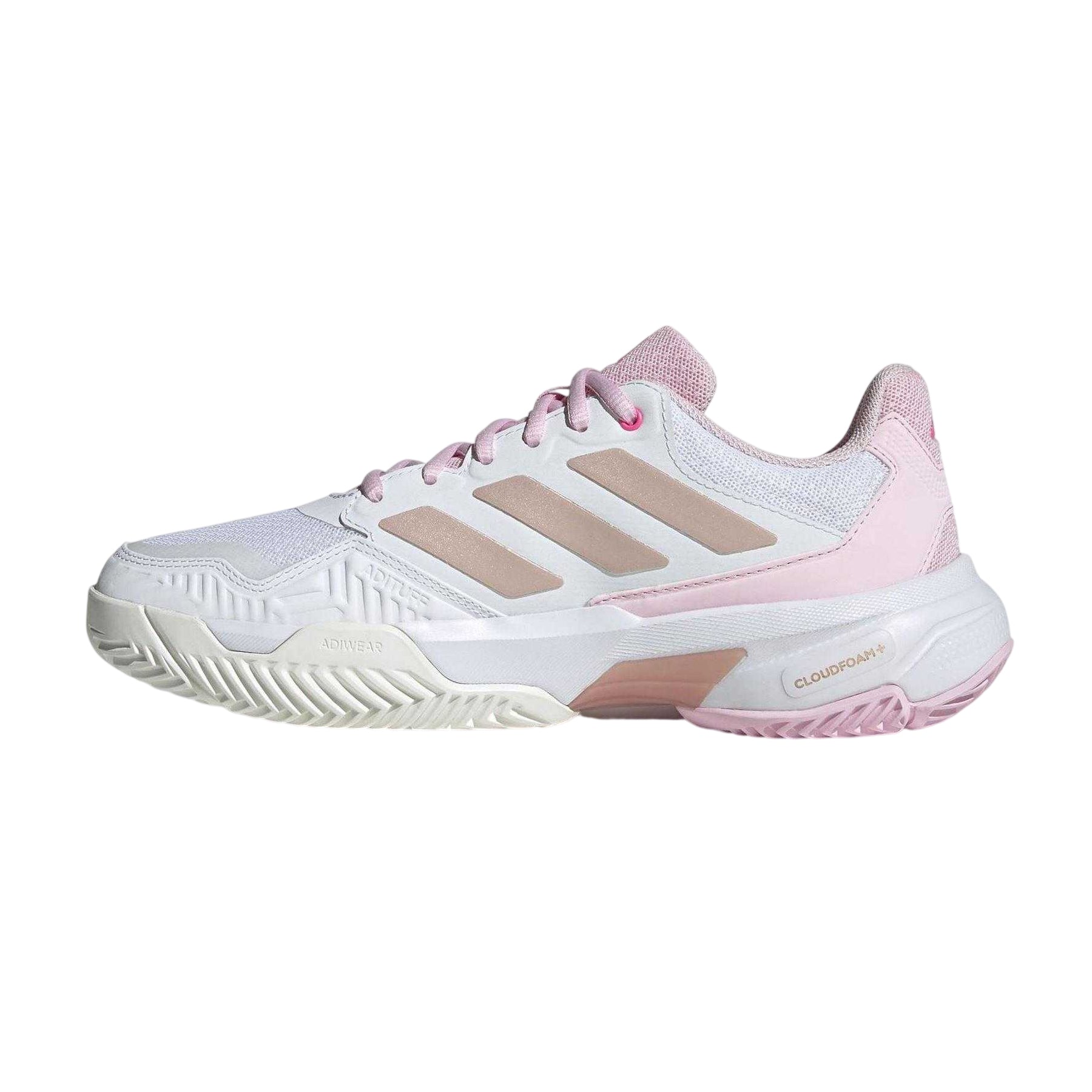 White-Metallic-Pink - Side - Adidas Womens-Ladies Courtjam Control 3 Tennis Shoes