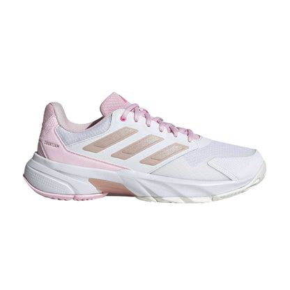 White-Metallic-Pink - Lifestyle - Adidas Womens-Ladies Courtjam Control 3 Tennis Shoes