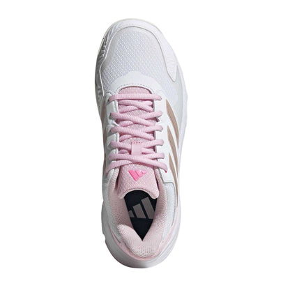 White-Metallic-Pink - Pack Shot - Adidas Womens-Ladies Courtjam Control 3 Tennis Shoes