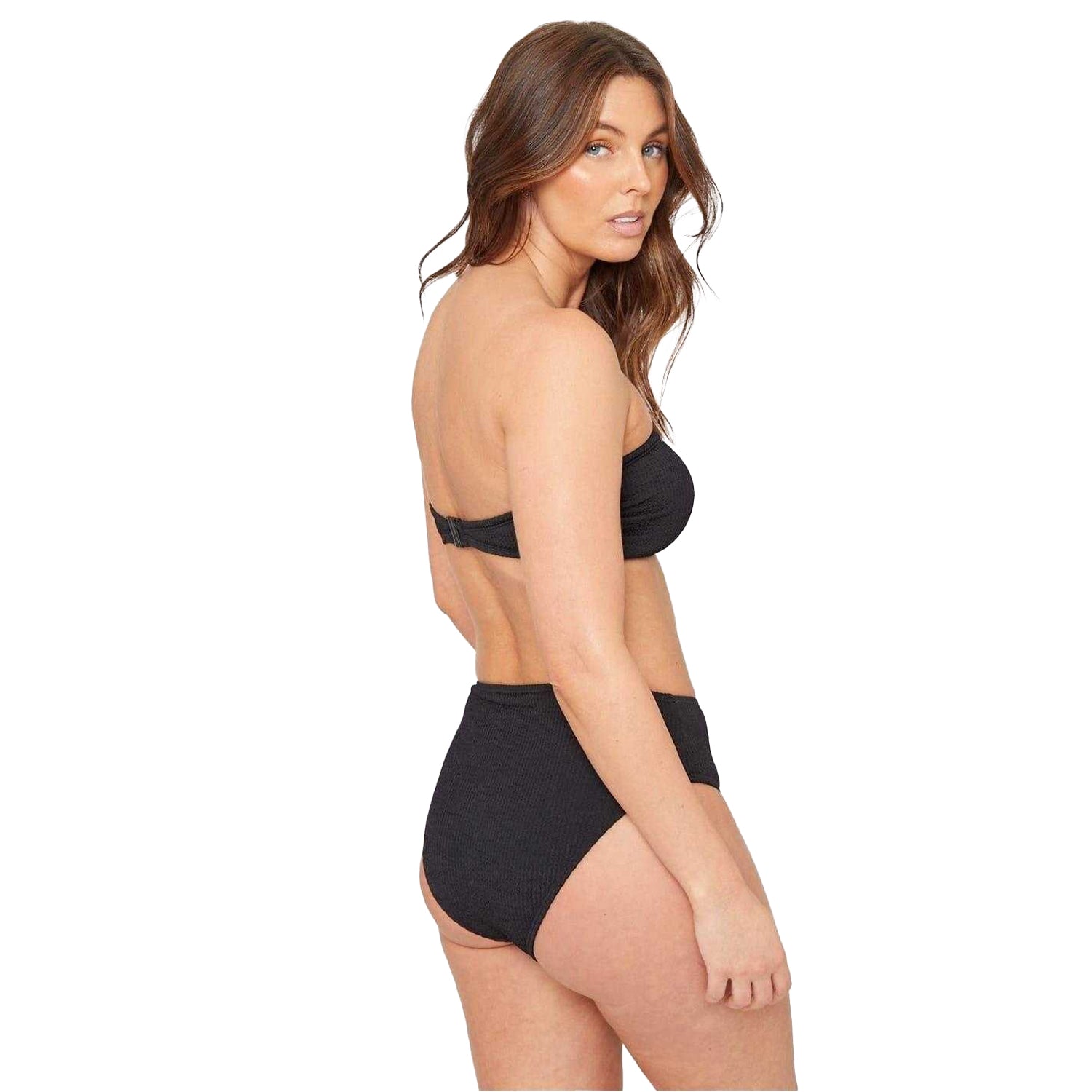 Black - Back - Be You Womens-Ladies Textured Bandeau Bikini Top