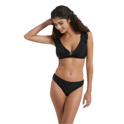 Black - Side - Be You Womens-Ladies Frill Bikini Top