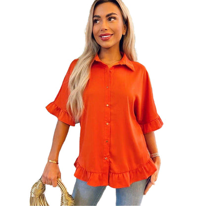 Orange - Front - AX Paris Womens-Ladies Button Blouse