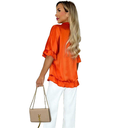 Orange - Back - AX Paris Womens-Ladies Button Blouse